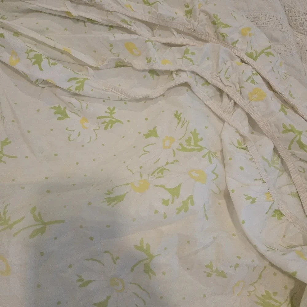 Vintage Utica J.P. Stevens Full Fitted Sheet Daisy Dot Percale